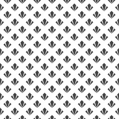 Cute black geometrical art deco flower petals pattern on white background