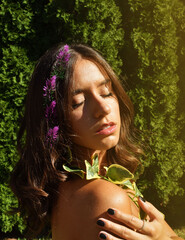 young woman in the forest