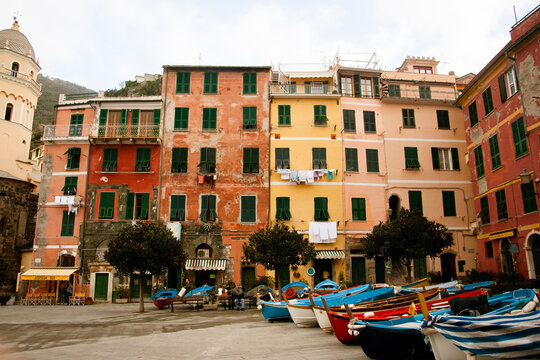Boats Moored in Vernazza Italy