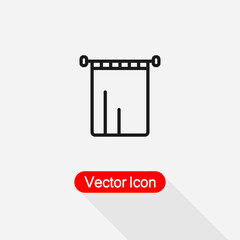 The Bathroom Curtain Icon, Curtain Icon Vector Illustration Eps10