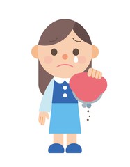 空の財布と落ち込む女性