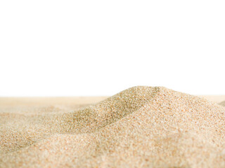 Fototapeta na wymiar Sand desert pile isolated on white background. for contains articles about the sea or travel summer in holiday or environmental protection.