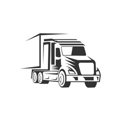 truck logistic vector silhouette logo template. perfect for delivery or transportation industry logo. simple with dark grey color