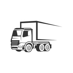 truck logistic vector silhouette logo template. perfect for delivery or transportation industry logo. simple with dark grey color