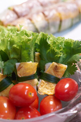 Colorful and healthy salad roll with fresh tomato