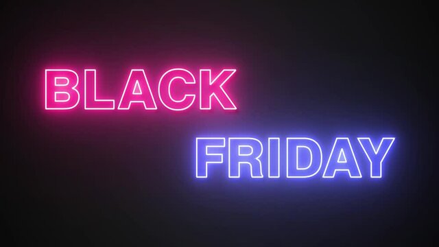Animation 4P. 4096x2304P. Black Friday sale neon sign banner background for promo video. concept of sale and clearance