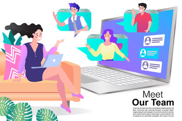 online shopping ,video conference concept.