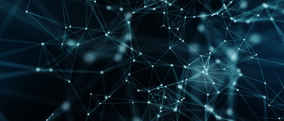 Abstract futuristic - technology with polygonal shapes on dark blue background. Design digital technology concept. 3d illustration.