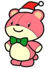 サンタ帽をかぶったクマのぬいぐるみ