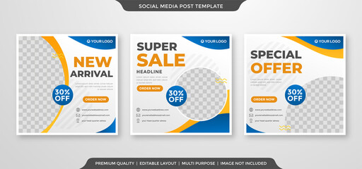 set of fashion sale social media post template design with clean style and minimalist concept use for feed and ads