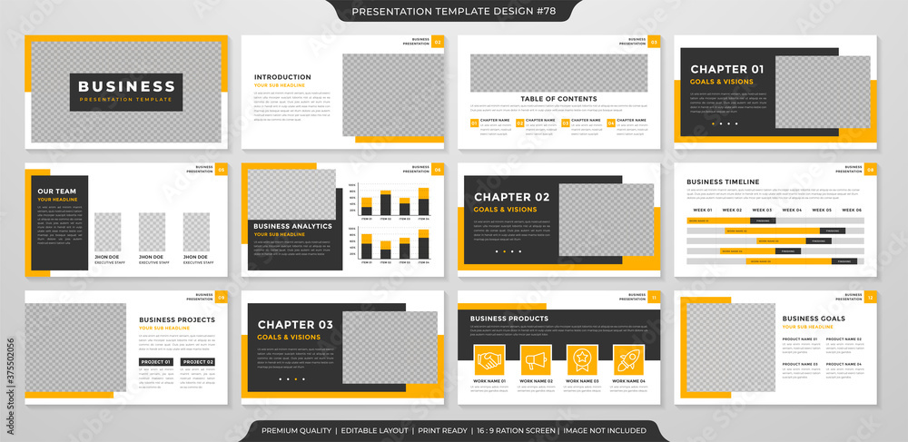 Poster set of corporate presentation template design with minimalist concept and modern layout use for annu