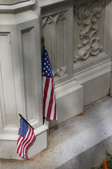 American flags on James Monroe's tomb Hollywood Cemetery, Richmond, Virginia