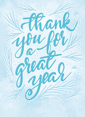 Thank you for a great year hand lettered message