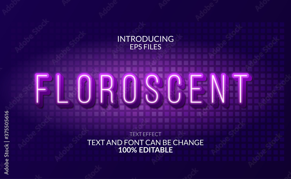 Aufkleber florescent modern glow neon text effect. editable text and font