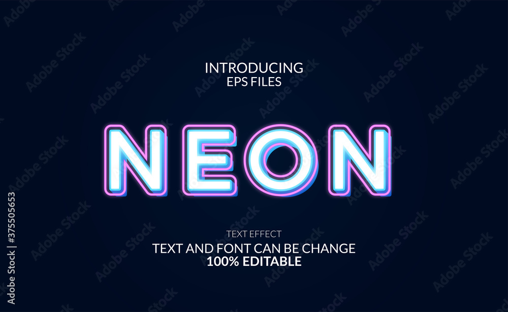 Poster glow neon font effect. editable font and text. pink outline and white glow.