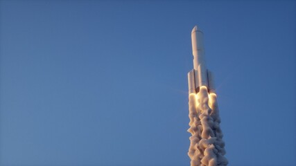 Rocket ascending through the sky.