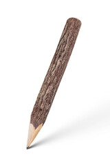 pencil stylized tree branch with shadow isolated on white background with clipping path included.