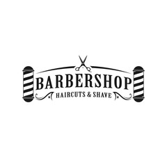 Barbershop simple minimalist logo design with elegant ornament