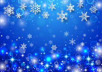 雪の結晶がぶら下がった クリスマス用背景