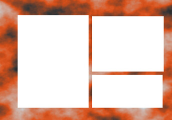 3  empty white square frame on render vintage colors background