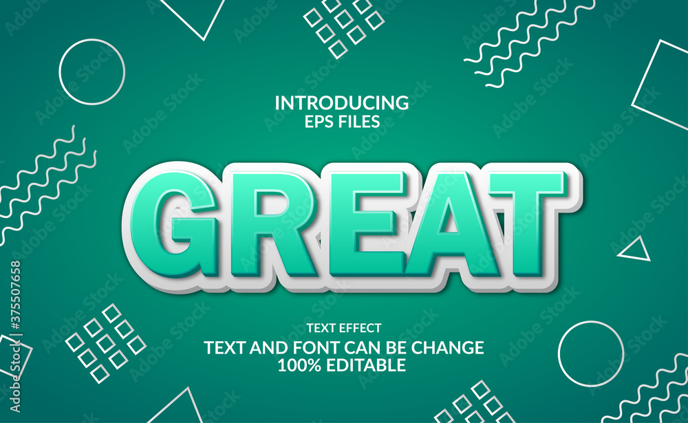 Poster green 3d modern emboss. memphis background on board. editable font and text effect.