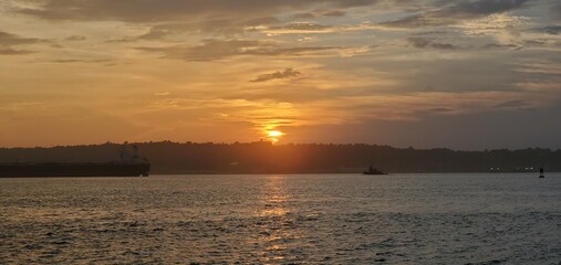 sunset over the river