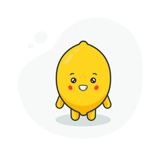 Cute Lemon Characters Happy Vector Illustration