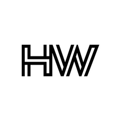initial letter hw line stroke logo modern 