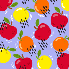  fruits apple oranges pattern background concept illustration vector