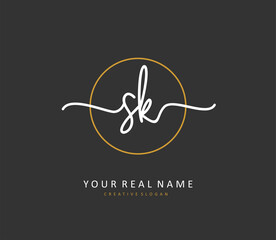 S K SK Initial letter handwriting and signature logo. A concept handwriting initial logo with template element.