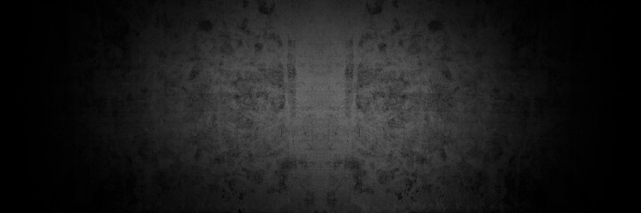 Old wall texture cement dark black gray panorama background abstract grey color design are light with white gradient background.