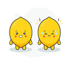 Cute Lemon Characters Happy and Sad Expression