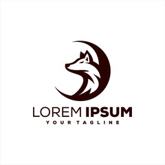 wolf head moon logo design