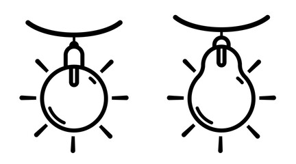 light bulb is round and pear-shaped. Symbol of ideas, inspiration, creativity. Festive garland element. Vector icons