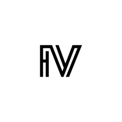 initial letter iv line stroke logo modern