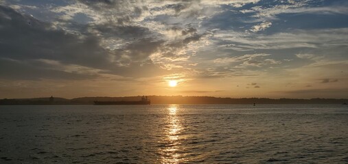 sunset over the river