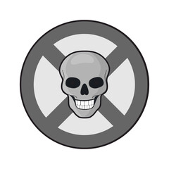Prohibition sign with human skull, isolated vector illustration in flat style, clipart, design