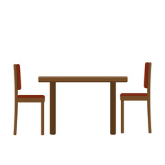 Table and chairs isolated on a white background, color vector illustration in flat style, clipart, design, decoration