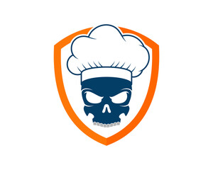 Skull chef head inside the shield