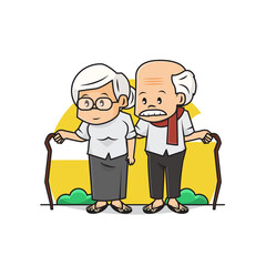 Illustration Vector Graphic of Cute Elderly Couple Character.. Happy Granparents Day..