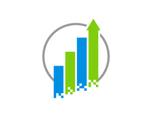 Chart with arrow up in the circle