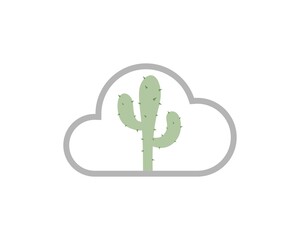 Simple cloud outline with cactus inside
