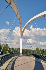 A small bridge in the morning with blue sky as background