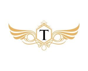 Luxury crest wing with T letter initial