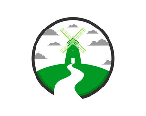 Windmill farms inside the circle logo