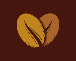 Two coffee beans form a love shape