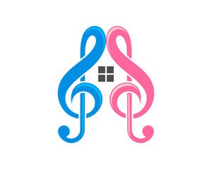 G Clef music note with house shape