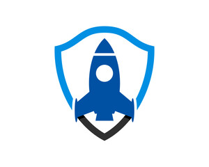 Blue rocket inside the shield