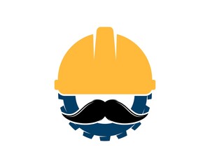 Safety helmet with gear and mustache