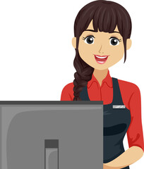 Teen Girl Job Cashier Illustration